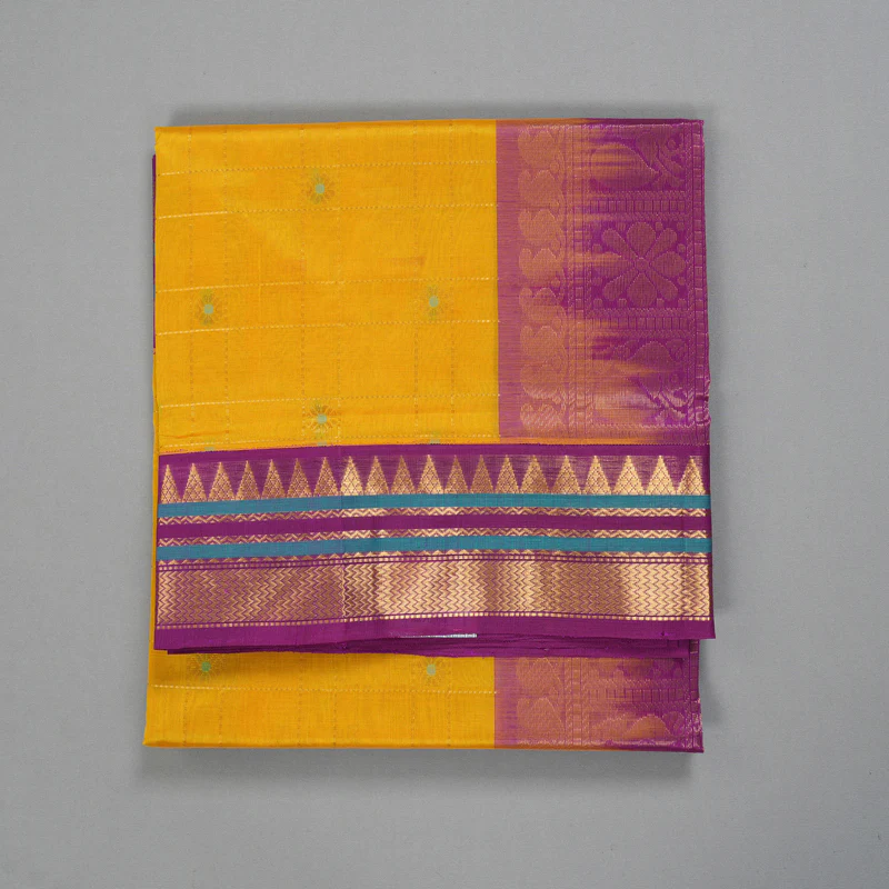 Hayagrivas Turmeric Yellow Pure Silk Cotton Saree SSCBF35D4-5 - Image 2