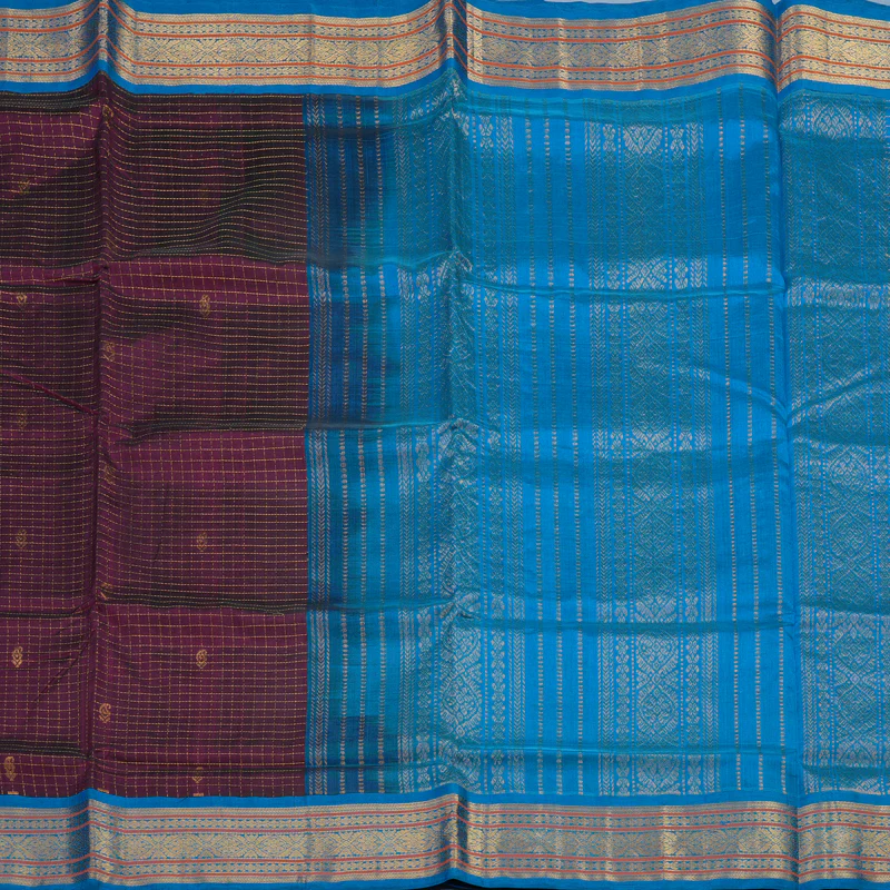 Hayagrivas Wine Purple Pure Silk Cotton Saree KBE1875L12-1 - Image 4