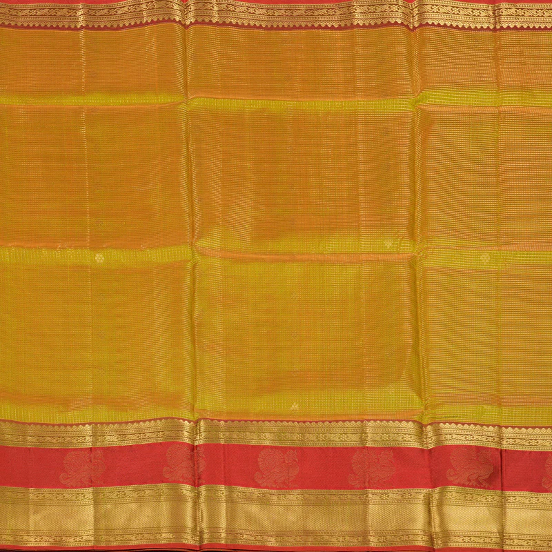 Hayagrivas Yellowish-Green Pure Silk Cotton Saree KBE1884L3-2 - Image 3